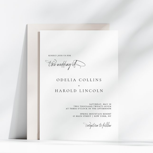 Convites Casamento Chic Minimalista Preto e Branco Caligraf (Criador carregado)