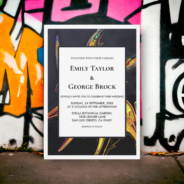 Convites Casamento Chic Mínimo Elegante Artsy Abstrato (Criador carregado)