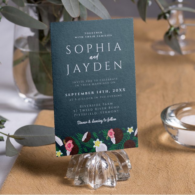 Convites Casamento Chic Mínimo Moderno Emerald Green (Criador carregado)