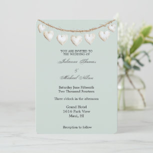 Convites Casamento Chic Mint Green White Hearts