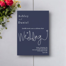 Casamento Chic Moderno Azul-Marinho Delicado Elega