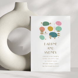 Convites Casamento Chic Moderno de Meio século da Era Atômi