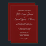 Convites Casamento Chic Red e Cinza<br><div class="desc">Convites simples e chic,  disponíveis em vários tamanhos diferentes e formas esses convites de casamento apresentam cinza em um fundo vermelho dramático. Perfeito para um tema de cor vermelha e cinza,  personalize o seu hoje!</div>