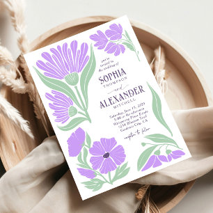 Convites Casamento Chic Retro Lavanda Mint Boho