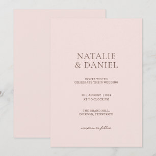 Convites Casamento Chic Rosa Bege e Marrom Quente