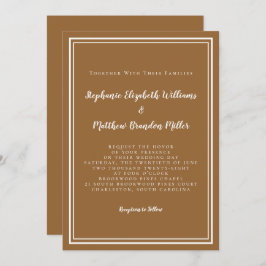 Convites Casamento Chic Rustico Russo/Brown Moderno Minimal