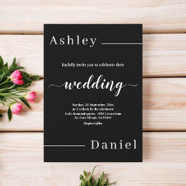 Convites Casamento Chic Simples Preto E Branco Moderno