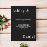Convites Casamento Chic Simples Preto E Branco Moderno Eleg<br><div class="desc">Este elegante convite de casamento preto e branco é perfeito para um casamento moderno. o simples design apresenta uma caligrafia branca elegante num fundo preto.</div>