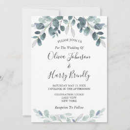 Convites Casamento Chic Watercolor Eucalyptus Bloom
