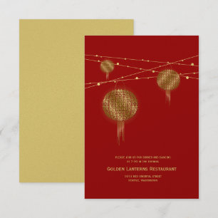 Convites Casamento chinês das lanternas dobro douradas da