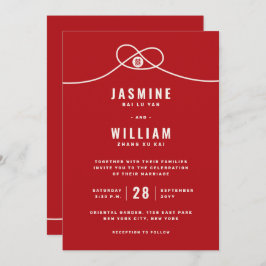 Convites Casamento Chinês de Dupla Felicidade do Red Knot U