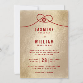 Convites Casamento Chinês de Dupla Felicidade do Red Knot U