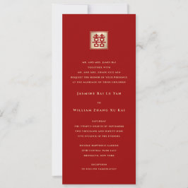 Convites Casamento Chinês de Felicidade Dupla Quadrada Clás