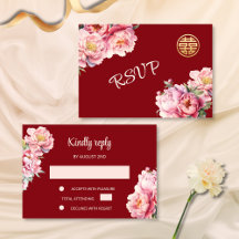 Casamento Chinês de Peony Red RSVP