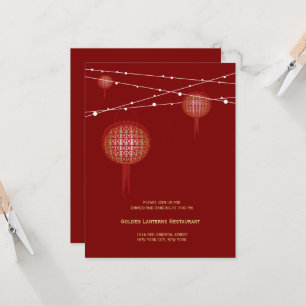 Convites Casamento chinês dobro das lanternas & das luzes
