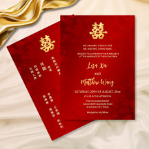 Casamento Chinês Dourado Vermelho Brilhante