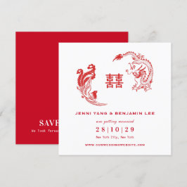 Convites Casamento Chinês Dragão-Phoenix Salva A Data