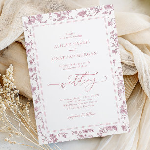 Convites Casamento Chinoiserie Rosa Empoeirado