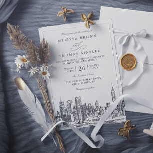 Convites Casamento Chique Moderno Elegante Destino Nova Yor