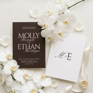 Convites Casamento Chocolate Marrom Old Money