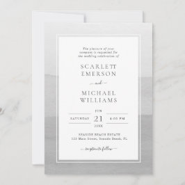 Convites Casamento Cinza Aquarela Moderna