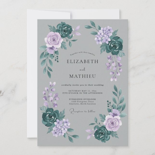 Convites Casamento Cinza Atmosférico de Inverno (Frente)