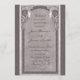 Convites Casamento cinzento de Nouveau da arte