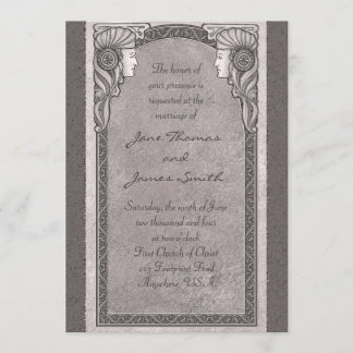 Convites Casamento cinzento de Nouveau da arte