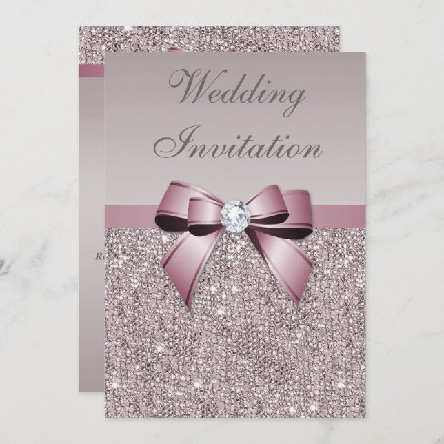 Convites Casamento cinzento malva do arco dos diamantes dos (Frente/Verso)