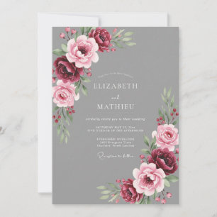 Convites Casamento Cinzento Ornamentado Outonal