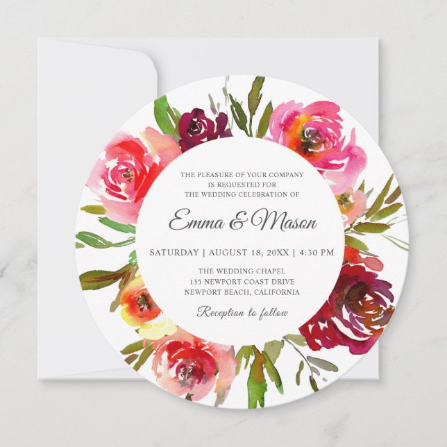 Convites Casamento Circular Romance Radiante (Frente)