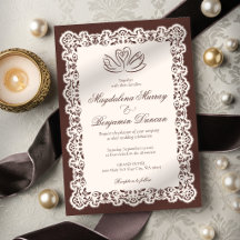 Casamento Cisne Marrom Elegante Renda Marfim Antig
