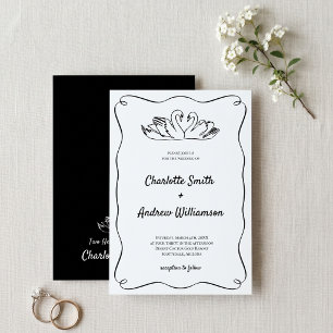 Convites Casamento Cisne Preto Branco Romântico