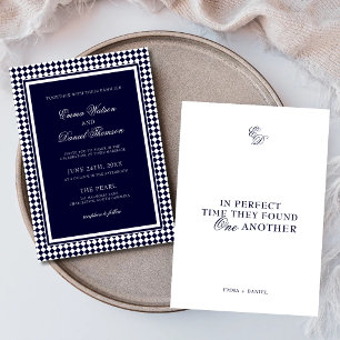 Convites Casamento Citação Romântica Borda Harlequim Azul M