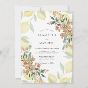 Convites Casamento Citrino Amarelo Limão Eucalipto Cinza