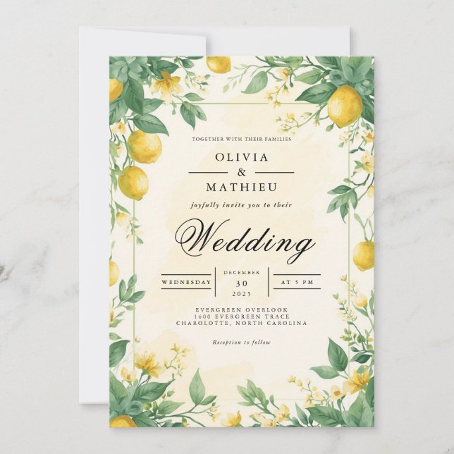 Convites Casamento Citrus Bloom Archway (Frente)