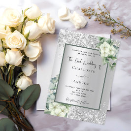 Convites Casamento civil de eucalipto floral branco pratead
