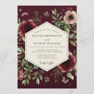 Convites Casamento Claret Dramatic Bloom