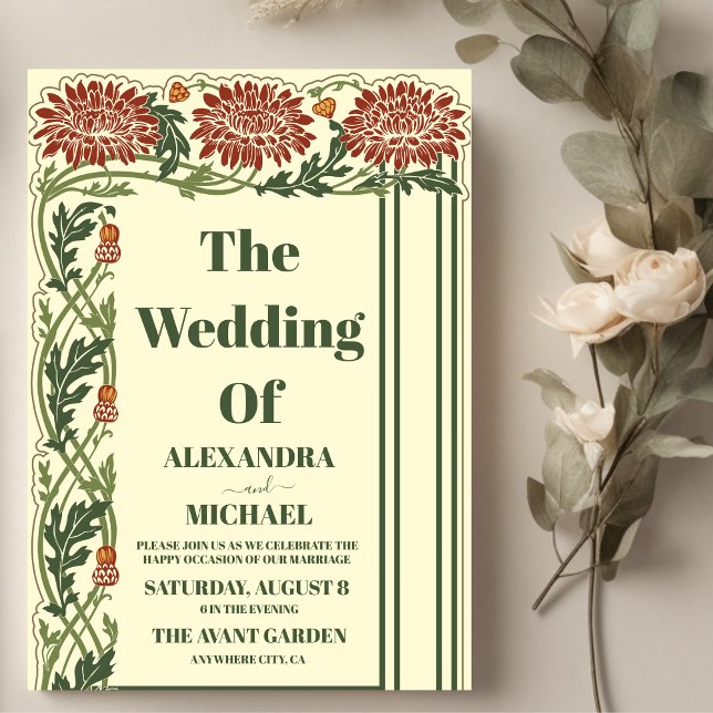Convites Casamento Clássico Art Nouveau (Criador carregado)