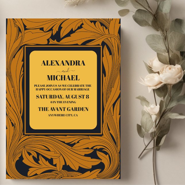 Convites Casamento Clássico Art Nouveau em Ouro (Criador carregado)
