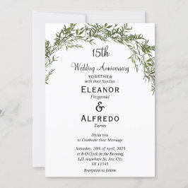 Convites Casamento Clássico Atemporal com Folhagem Aniversá