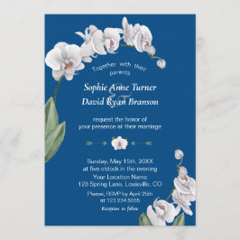 Convites Casamento Clássico Azul Luau Aquarela Orquídea Bra