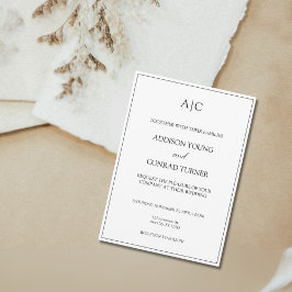 Convites Casamento Clássico Branco com Monograma