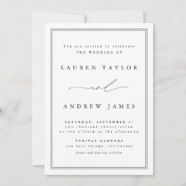 Convites Casamento Clássico Branco e Negro