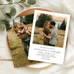 Convites Casamento Clássico Branco Preto com Foto Moderna S<br><div class="desc">Elevem seu anúncio de casamento com este Simples Convite de Casamento Clássico Brancos Brancos de Foto Moderna. Mostra a sua foto personalizada com um design preto-e-branco elegante e um toque de elegância de um quadro dourado. Perfeito para casais minimalistas, esse convite emparelha a tipografia moderna com a simplicidade do eterno...</div>