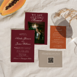 Convites Casamento Clássico Burgundy Luxuoso Dinheiro Antig