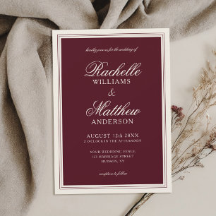 Convites Casamento Clássico Burgundy Old Money