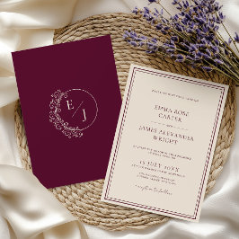 Convites Casamento Clássico Burgundy Old Money