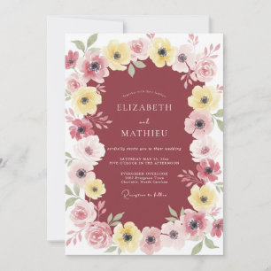 Convites Casamento Clássico com Flor Silvestre Amarela e Ma
