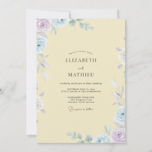 Convites Casamento Clássico com Pétala de Periwinkle em Man